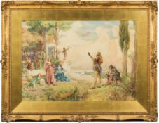 Arthur David McCormick [1860-1943]-
Wandering Minstrels:-
signed bottom right
watercolour
54 x