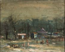 Guy Cambier [c.1923-]-
The Fairground:-
signed bottom left 
oil on board
21 x 26cm.