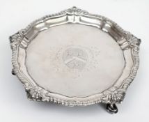 A Georgian silver waiter, maker's marks 'IC' and 'MC' :,
