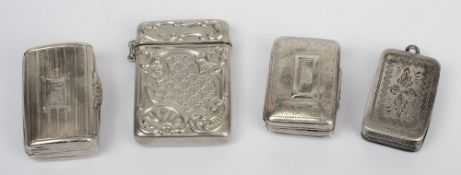 Three small late Georgian silver vinaigrettes,