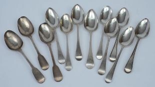 Five various Georgian Old English pattern table spoons,
