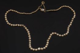 A graduated pearl and seed-pearl single-string necklace: with pearls graduated from 4.