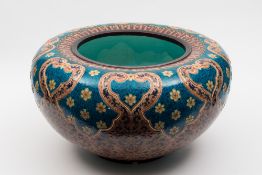 Jules Vieillard (Bordeaux) a faience 'cloisonne' bowl: of generous proportions and of squat