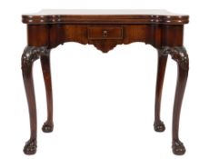 A George II carved mahogany card table:, of Chippendale design,