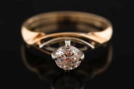 A diamond single stone ring: with circular, brilliant-cut diamond approximately 0.
