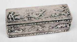 A continental silver rectangular box, bears import marks for London,
