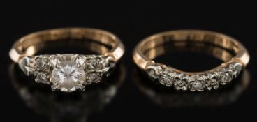 A gold and diamond single stone ring: with circular, brilliant-cut stone approximately 0.