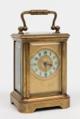 A miniature French Victorian carriage clock: the eight-day duration timepiece movement having a