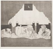 * Dame Elizabeth Frink [1930-1993]-
The Reeves Tale:-
soft ground etching
signed,