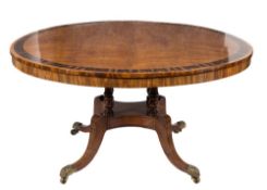 A Regency mahogany and inlaid circular dining table:,