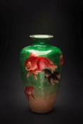 A Japanese ginbari cloisonne vase: of ovoid tapering form, decorated all over with carp, 32cm. high.