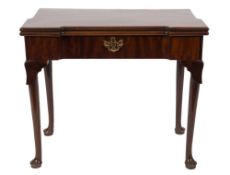 A George II mahogany rectangular card table:,