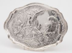 An Edwardian silver dressing table tray, maker William Comyns, London, 1901: of oval outline,
