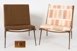 By Peter Huidt and Orla Molgaard-Nielsen - A set of three teak 'Boomerang' chairs: with cushion