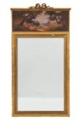 A French giltwood and decorated pier mirror:,