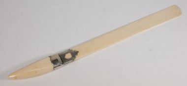 An ivory and silver-mounted page turner, maker John Armstrong, London,