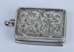 A Victorian silver vinaigrette, maker Francis Clark, Birmingham, 1840: of rectangular outline,