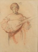 * Frank Brangwyn [1867-1956]-
Musician:-
signed with a monogram centre top
charcoal and red chalk