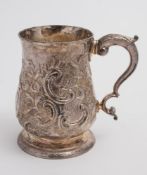 A George IV silver mug, maker IK possibly John Kerschner, London,