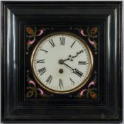 A French ebonised and inlaid wall clock: the eight-day duration timepiece movement having an anchor