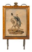 A 19th century petit-point needlework firescreen:  the panel depicting the Duke of Wellington on