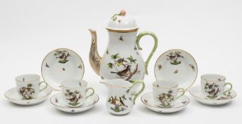 A Herend porcelain coffee service: comprising a coffee pot and cover, milk jug,