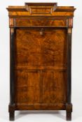 A 19th Century Continental walnut and ebonised secretaire a abbatant:,