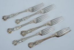 A set of four Victorian Queens pattern dessert forks,