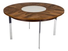 Design by Richard Young circa 1960 - 1970 - A Merrow Associates rosewood and chromium circular