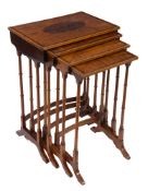 A set of 19th Century mahogany and inlaid quartetto tables:,