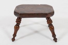 A late 18th/early 19th Century yew-wood stool:, of small size,