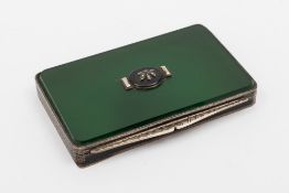 A George V silver and stained agate card case, maker Asprey & Co Ltd, London,