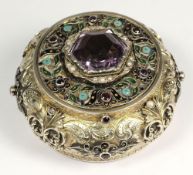 An Austro-Hungarian silver, enamel and gilt decorated dressing table casket,