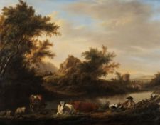 Johannes Jansen [1729-1784, Dutch School]-
An upland river landscape,