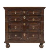 A 17th Century and later oak rectangular chest:,