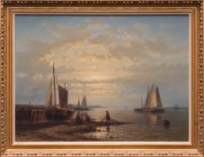 Abraham Hulk [1813-1897]-
Evening, fisherfolk at low tide,