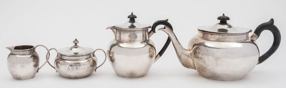 A George V silver four-piece tea service, maker Thomas Bradbury & Sons Ltd, Sheffield,
