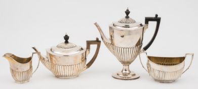 A Victorian silver four-piece silver tea service, maker Walter Barnard & John Barnard, London,