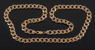 A heavy, 9ct gold curb-link chain:, approximately 70gms gross weight.