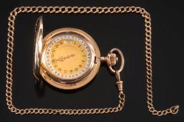 A gentleman's 14ct gold cased keyless lever moonphase hunter pocket watch: with independent