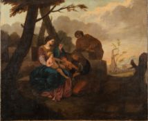 Follower of Sebastien Bourdon [17th/18th Century]-
The Holy Family with Saint Elizabeth and Saint