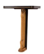 An Art Deco style satin birch and ebonised console table:,