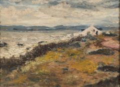 Percy French [1854-1920]-
A croft on the coast:-
signed P French bottom left
oil on board
20.5 x 28.