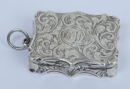 A Victorian silver vinaigrette, maker Nathaniel Mills, Birmingham, 1842: initialled,