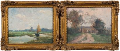 * Fernand Houget [1883-1961, Belgian]-
A lowland waterway,