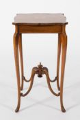 An Edwardian mahogany and marquetry square shaped occasional table:,