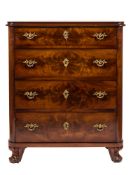 A 19th Century French mahogany rectangular chest:, of small size,