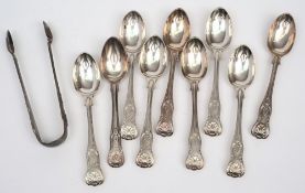 A set of eight Victorian Kings pattern tea spoons, maker Chawner & Co (George William Adams),