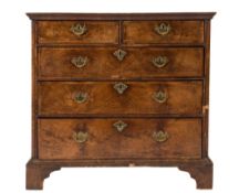 An early 18th Century walnut rectangular chest:,