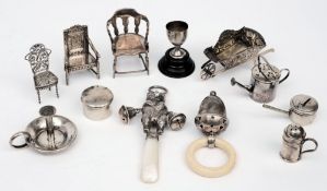 A quantity of silver novelty miniatures,